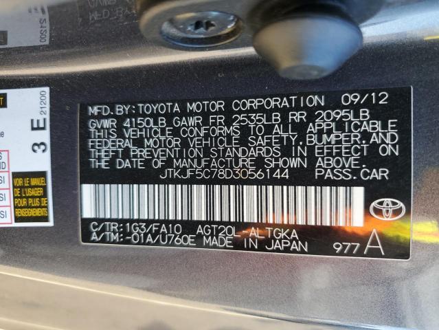 JTKJF5C78D3056144 - 2013 TOYOTA SCION TC 灰色 照片 12