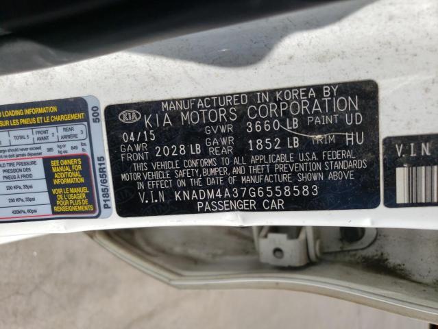KNADM4A37G6558583 - 2016 KIA RIO LX WHITE photo 12