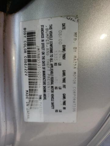 JM1NB353510202144 - 2001 MAZDA MX-5 MIATA BASE WHITE photo 12