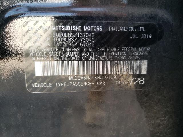 ML32A5HJ9KH016169 - 2019 MITSUBISHI MIRAGE LE BLACK photo 12