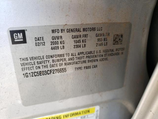 1G1ZC5E03CF276655 - 2012 CHEVROLET MALIBU 1LT 银色 照片 13