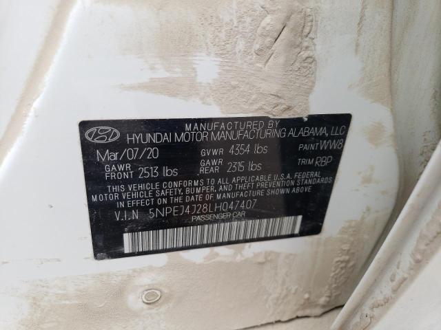 5NPEJ4J28LH047407 - 2020 HYUNDAI SONATA SEL PLUS WHITE photo 12