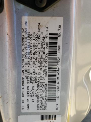 5TEUU42N39Z624930 - 2009 TOYOTA TACOMA ACCESS CAB ვერცხლისფერი ფოტო 12