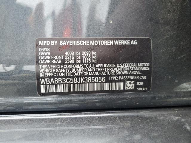 WBA8B3C58JK385056 - 2018 BMW 340 I გრაფიტი ფოტო 13