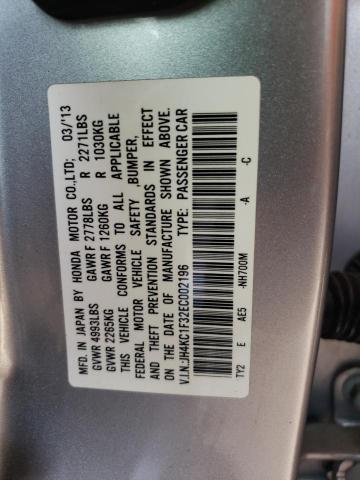 JH4KC1F32EC002196 - 2014 ACURA RLX SILVER photo 12