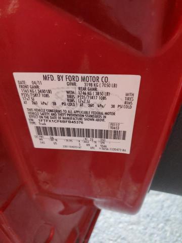 1FTFX1CF6BFB45376 - 2011 FORD F150 SUPER CAB RED photo 12