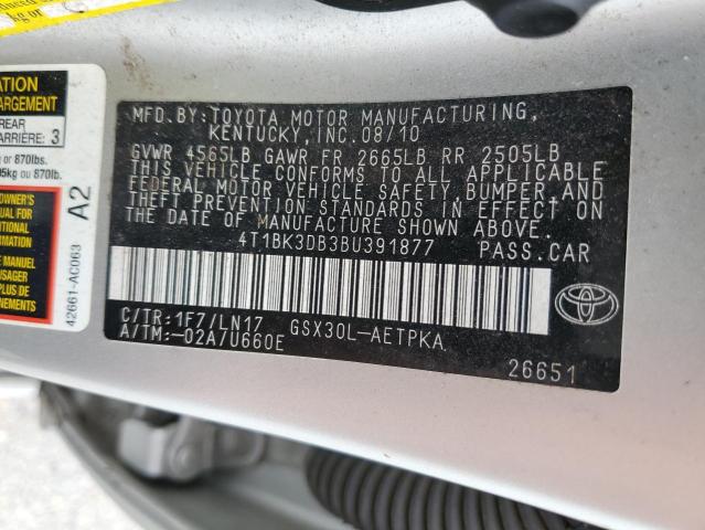 4T1BK3DB3BU391877 - 2011 TOYOTA AVALON BASE 银色 照片 13
