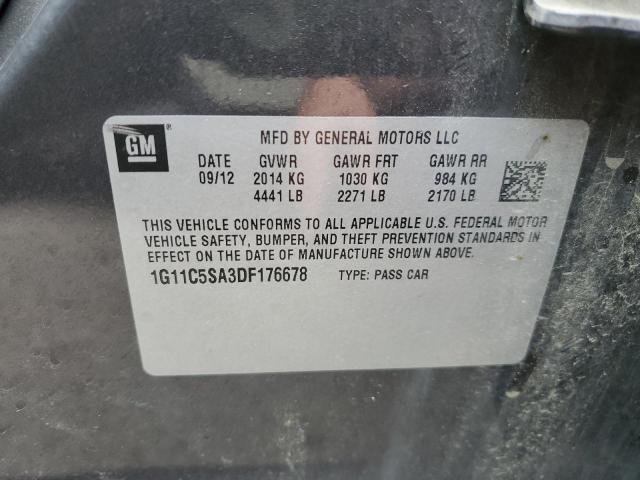 1G11C5SA3DF176678 - 2013 CHEVROLET MALIBU 1LT CHARCOAL photo 12