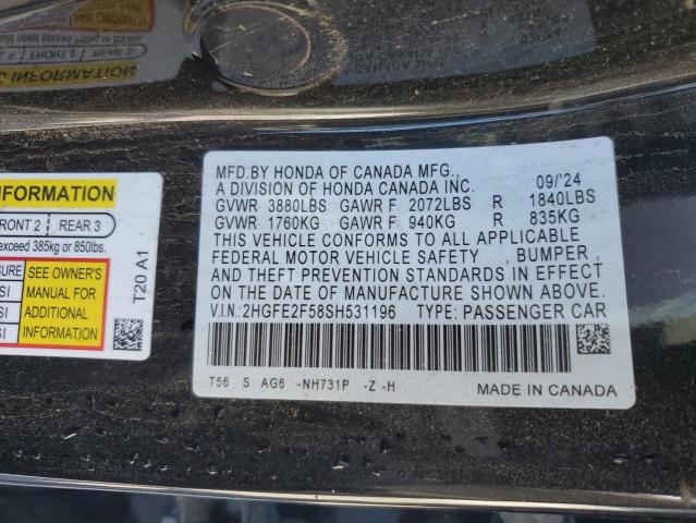 2HGFE2F58SH531196 - 2025 HONDA CIVIC SPORT Qara foto 12