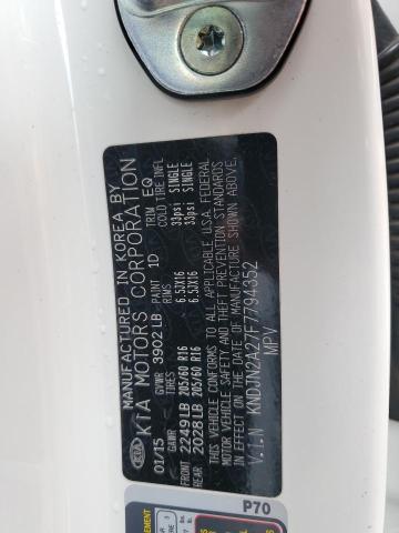 KNDJN2A27F7794352 - 2015 KIA SOUL WHITE photo 13