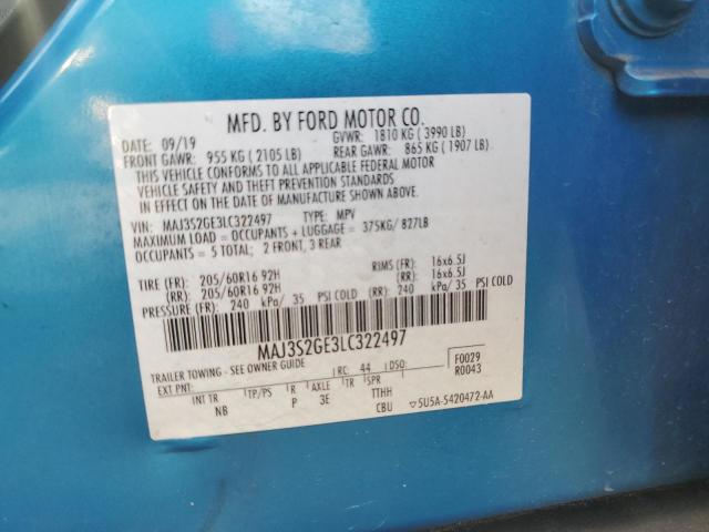 MAJ3S2GE3LC322497 - 2020 FORD ECOSPORT SE 蓝色 照片 13