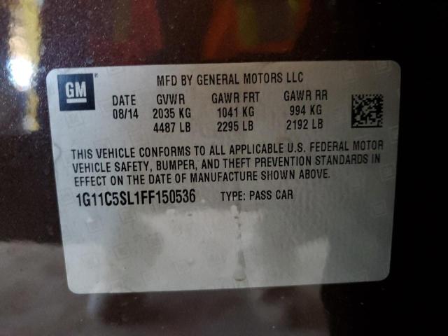 1G11C5SL1FF150536 - 2015 CHEVROLET MALIBU 1LT BROWN photo 12