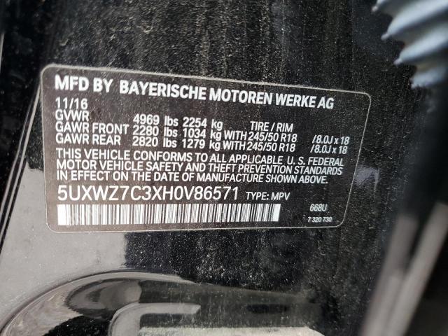 5UXWZ7C3XH0V86571 - 2017 BMW X3 SDRIVE28I BLACK photo 12