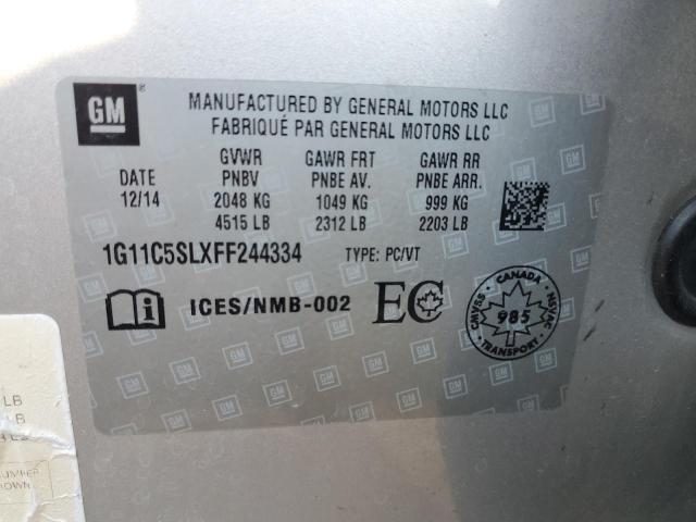 1G11C5SLXFF244334 - 2015 CHEVROLET MALIBU 1LT SILVER photo 12