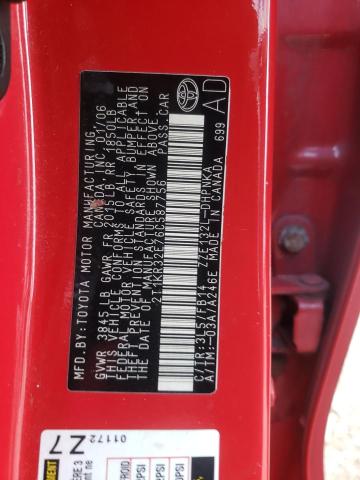 2T1KR32E76C587756 - 2006 TOYOTA COROLLA MA XR RED photo 13