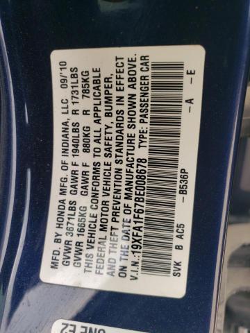 19XFA1F67BE008678 - 2011 HONDA CIVIC LX-S 蓝色 照片 13