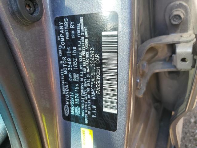 KMHCT5AE6HU334593 - 2017 HYUNDAI ACCENT SE GRAY photo 12