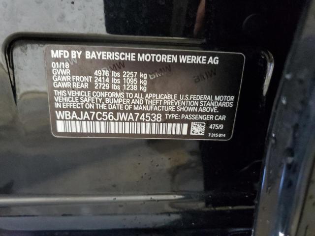 WBAJA7C56JWA74538 - 2018 BMW 530 XI BLACK photo 12