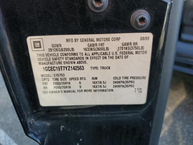 1GCEC19T7YZ142563 - 2000 CHEVROLET SILVERADO C1500 黑色 照片 12