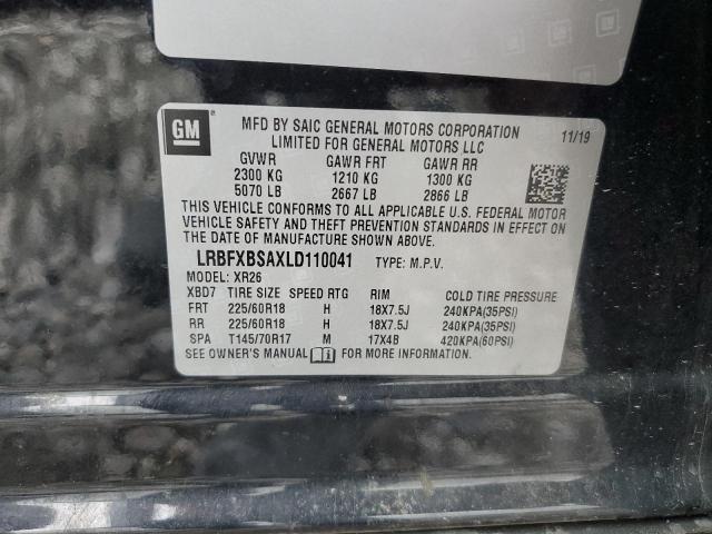 LRBFXBSAXLD110041 - 2020 BUICK ENVISION PREFERRED BLACK photo 12