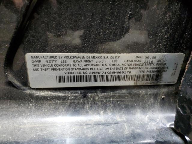 3VWRF71K86M669179 - 2006 VOLKSWAGEN JETTA 2.5 BLACK photo 12