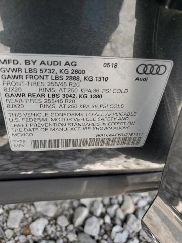 WA1C4AFY8J2181417 - 2018 AUDI SQ5 PRESTIGE GRAY photo 13