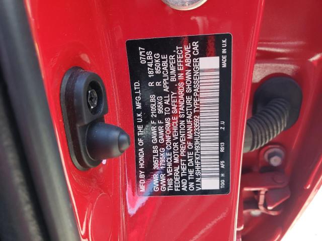SHHFK7H93HU233592 - 2017 HONDA CIVIC SPORT TOURING RED photo 13