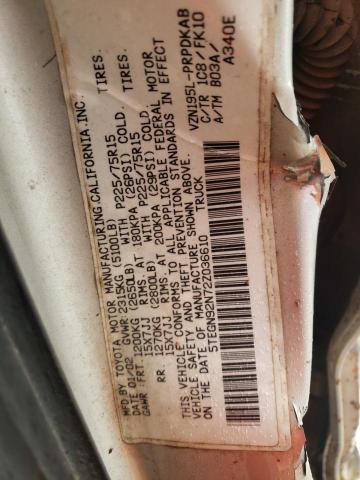 5TEGN92N72Z036610 - 2002 TOYOTA TACOMA DOUBLE CAB PRERUNNER SILVER photo 12