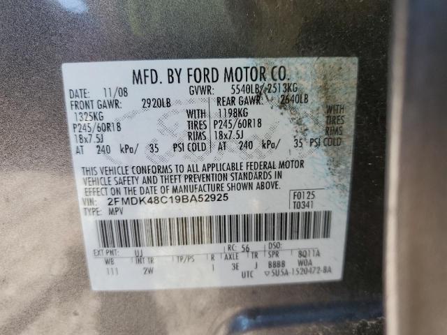 2FMDK48C19BA52925 - 2009 FORD EDGE SEL GRAY photo 13