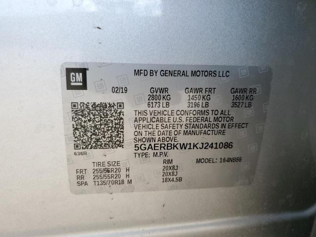 5GAERBKW1KJ241086 - 2019 BUICK ENCLAVE ESSENCE ვერცხლისფერი ფოტო 14
