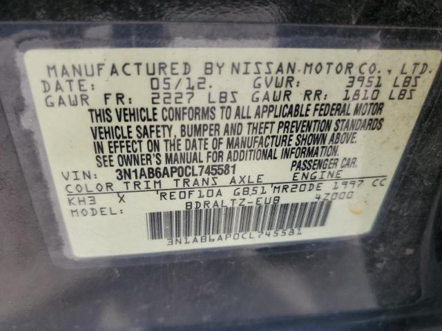 3N1AB6AP0CL745581 - 2012 NISSAN SENTRA 2.0 BLACK photo 12