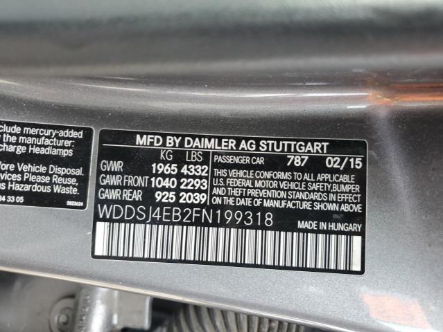 WDDSJ4EB2FN199318 - 2015 MERCEDES-BENZ CLA 250 GRAY photo 12