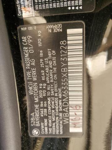 WBADM6335XBY31228 - 1999 BMW 528 I AUTOMATIC BLACK photo 13