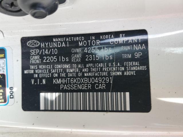 KMHHT6KDXBU049291 - 2011 HYUNDAI GENESIS CO 2.0T WHITE photo 12