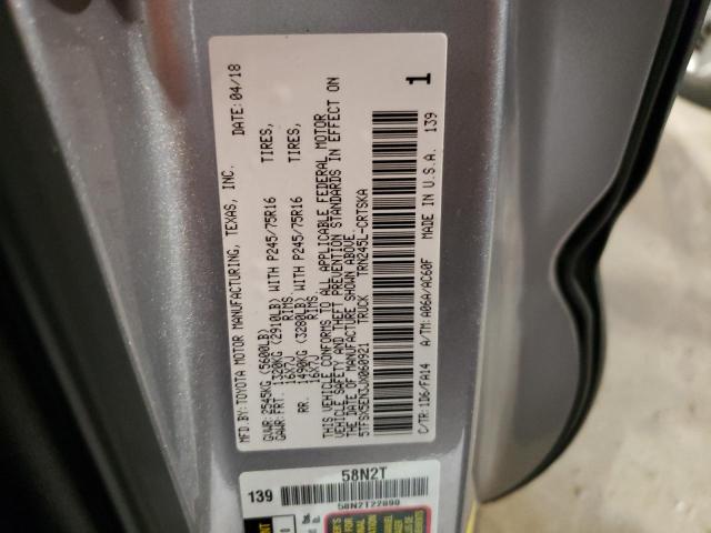 5TFSX5EN3JX060921 - 2018 TOYOTA TACOMA ACCESS CAB ვერცხლისფერი ფოტო 12