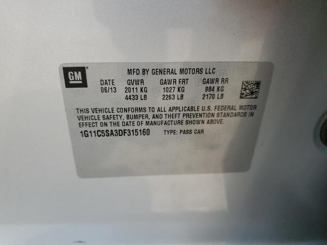 1G11C5SA3DF315160 - 2013 CHEVROLET MALIBU 1LT SILVER photo 12