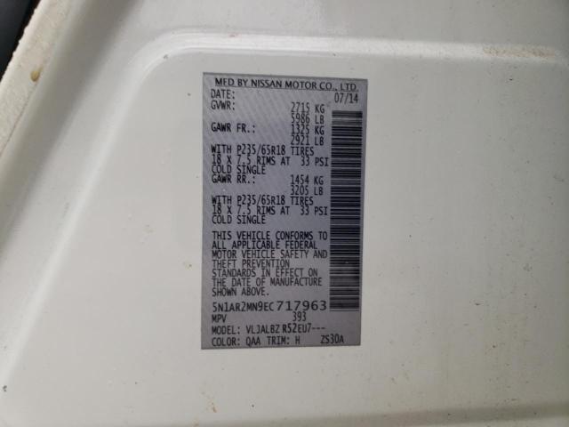 5N1AR2MN9EC717963 - 2014 NISSAN PATHFINDER S 白色 照片 13