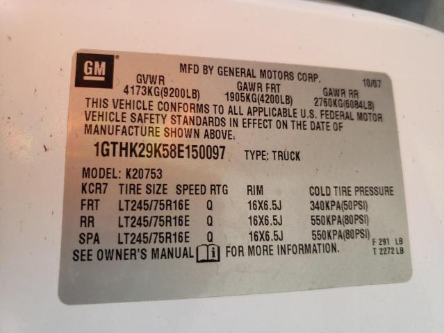 1GTHK29K58E150097 - 2008 GMC SIERRA K2500 HEAVY DUTY WHITE photo 12