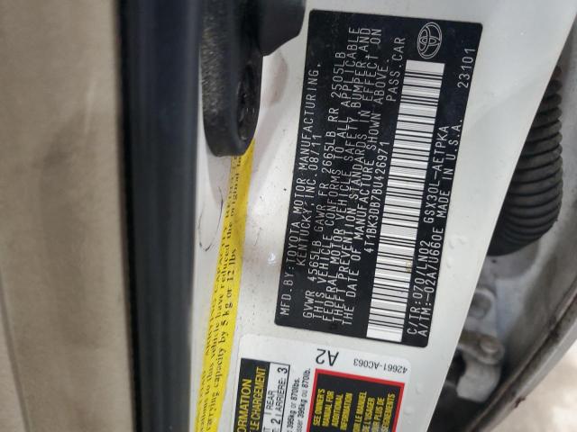 4T1BK3DB7BU426971 - 2011 TOYOTA AVALON BASE WHITE photo 12