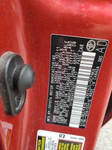 2T1BU4EE2BC711717 - 2011 TOYOTA COROLLA LE BASE MAROON photo 12