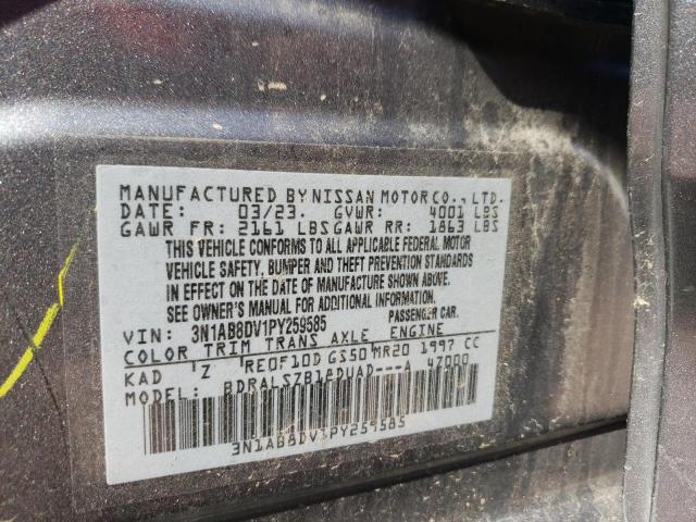 3N1AB8DV1PY259585 - 2023 NISSAN SENTRA SR GRAY photo 12