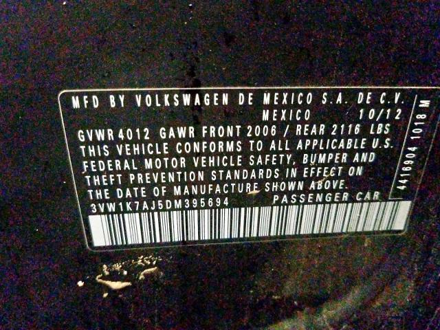 3VW1K7AJ5DM395694 - 2013 VOLKSWAGEN JETTA BASE  照片 10