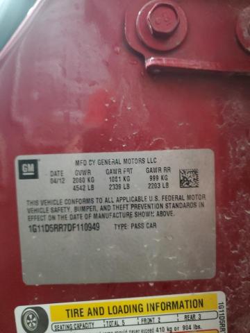 1G11D5RR7DF110949 - 2013 CHEVROLET MALIBU 1LT RED photo 12