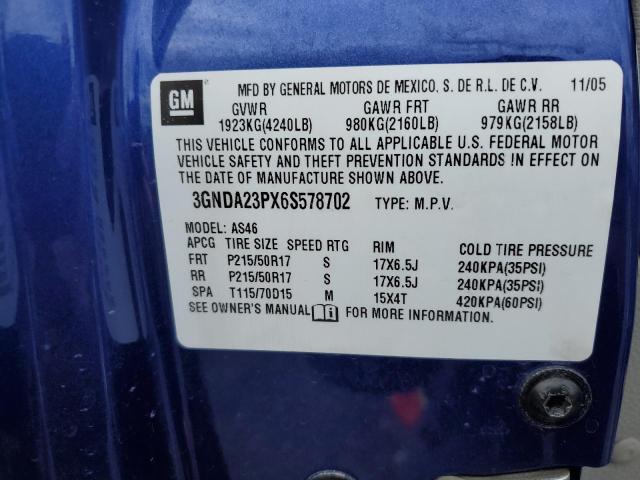 3GNDA23PX6S578702 - 2006 CHEVROLET HHR LT BLUE photo 12