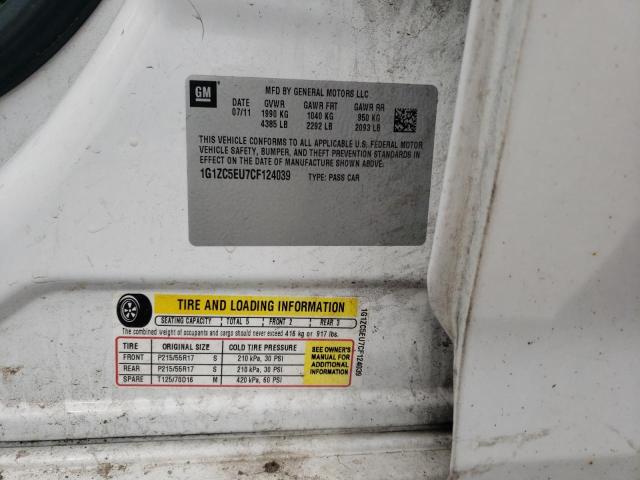 1G1ZC5EU7CF124039 - 2012 CHEVROLET MALIBU 1LT WHITE photo 12