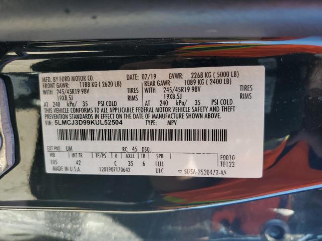 5LMCJ3D99KUL52504 - 2019 LINCOLN MKC RESERVE BLACK photo 13