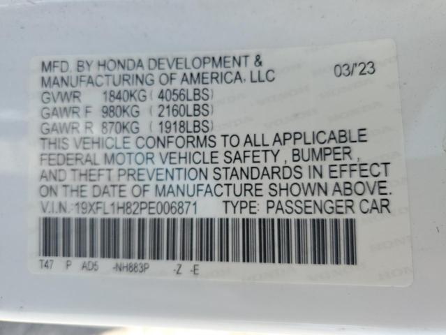 19XFL1H82PE006871 - 2023 HONDA CIVIC SPORT TOURING WHITE photo 12