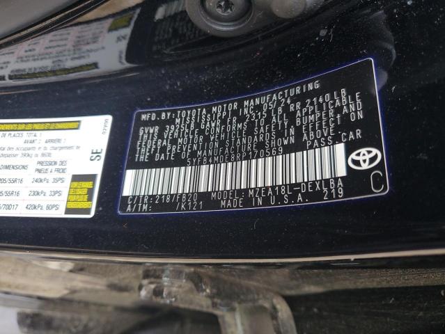 5YFB4MDE8RP170569 - 2024 TOYOTA COROLLA LE Noir photo 12