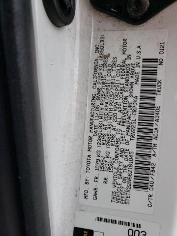 5TETX22N66Z181045 - 2006 TOYOTA TACOMA ACCESS CAB თეთრი ფოტო 13