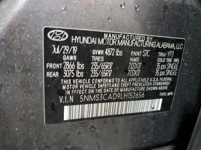 5NMS3CAD9LH152656 - 2020 HYUNDAI SANTA FE SEL ნაცრისფერი ფოტო 14